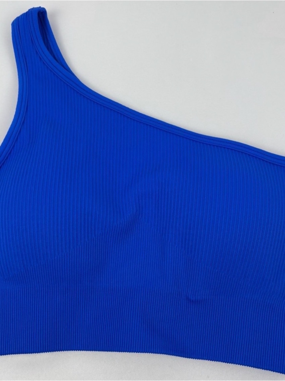 Ribbed One-Shoulder Sports Bra - Cobalt Blue OQQ